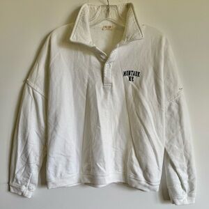 John Galt x Brandy Melville White Collared Montauk NY Pullover